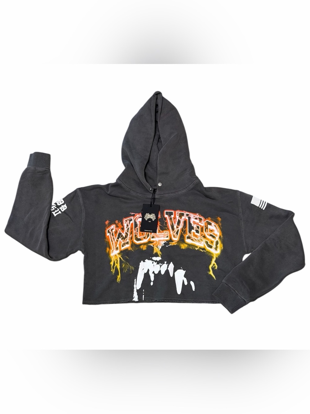 Darc Sport Blood Thunder Pierce Cropped Hoodie Wolf Gray NWT S